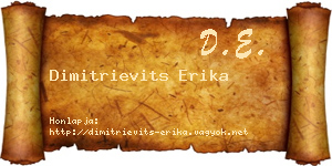 Dimitrievits Erika névjegykártya